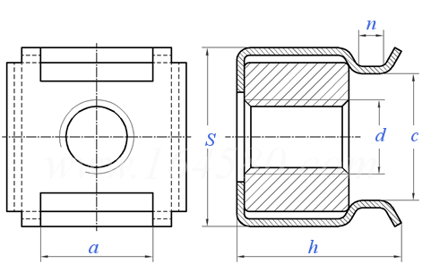 Cage Nut technical drawing