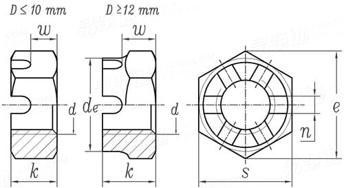 Castle Nut technical drawing
