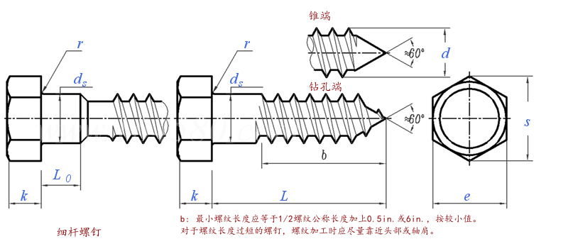 Lag Screw technical drawing
