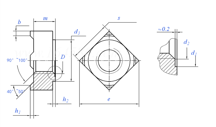 Weld Nut technical drawing