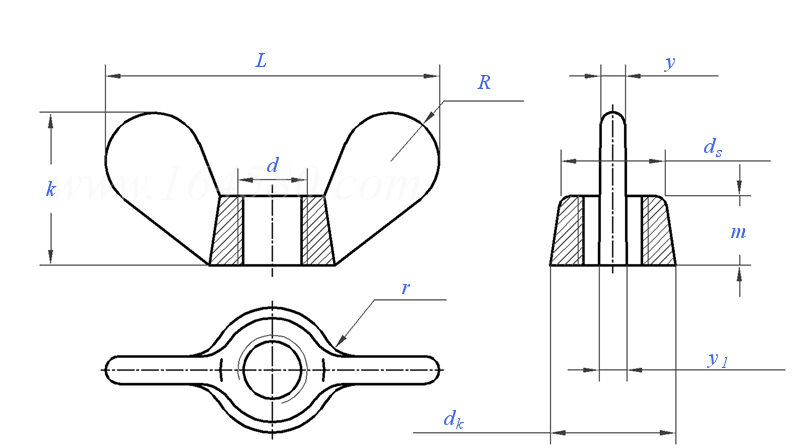 Wing Nut technical drawing
